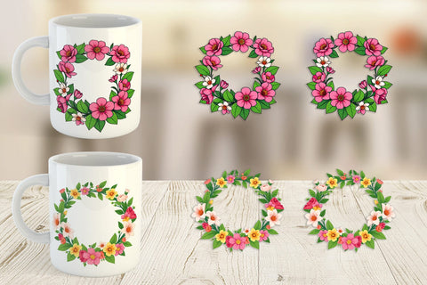 Mug Wrap Spring Wreath Sublimation artnoy 
