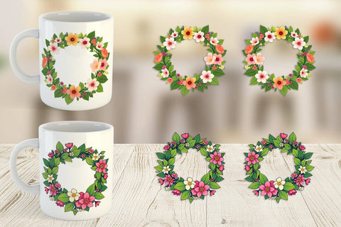 Mug Wrap Spring Wreath Sublimation artnoy 