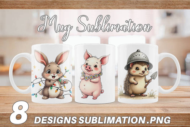 Mug Wrap Springtime Shenanigans Playful Animal Antics Sublimation artnoy 