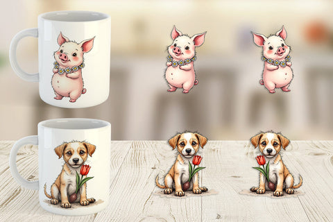 Mug Wrap Springtime Shenanigans Playful Animal Antics Sublimation artnoy 