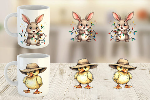 Mug Wrap Springtime Shenanigans Playful Animal Antics Sublimation artnoy 
