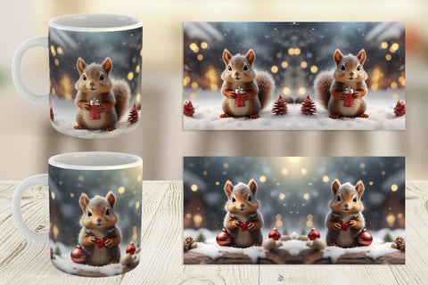 Mug Wrap Squirrel Christmas Sublimation artnoy 