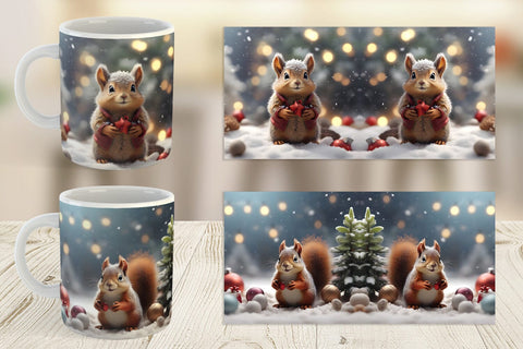 Mug Wrap Squirrel Christmas Sublimation artnoy 