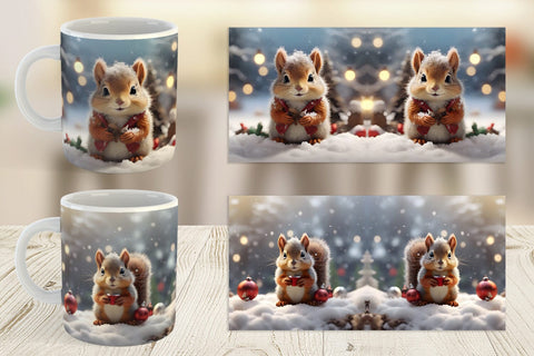 Mug Wrap Squirrel Christmas Sublimation artnoy 