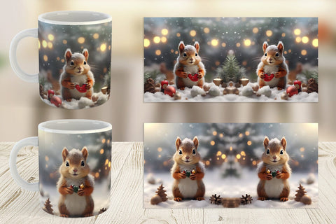 Mug Wrap Squirrel Christmas Sublimation artnoy 