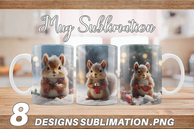 Mug Wrap Squirrel Christmas Sublimation artnoy 