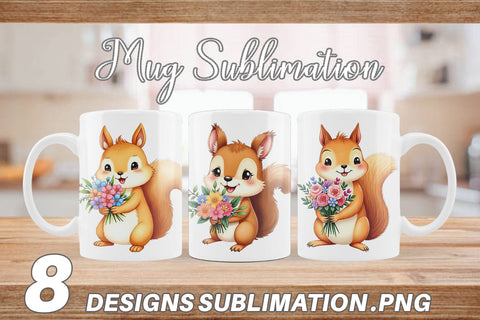 Mug Wrap Squirrel Spring Bouquet Sublimation artnoy 