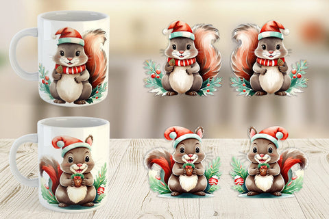 Mug Wrap Squirrel with Acorns Sublimation artnoy 
