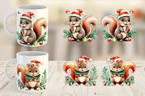 Mug Wrap Squirrel with Acorns Sublimation artnoy 