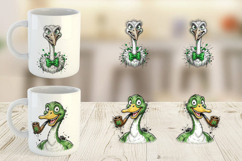 Mug Wrap St Paddys Animal Caricature Sublimation artnoy 
