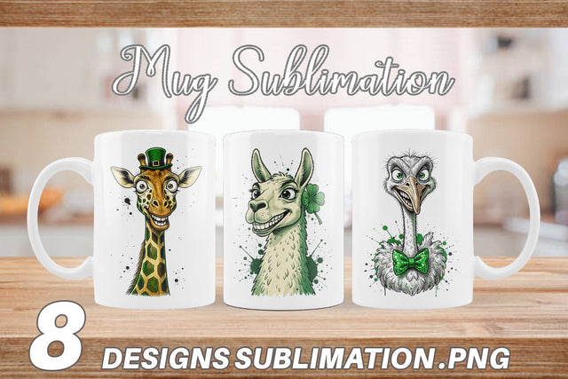 Mug Wrap St Paddys Animal Caricature Sublimation artnoy 