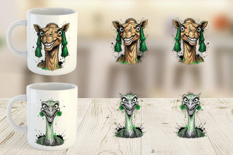 Mug Wrap St Paddys Zany Zoo Animals Sublimation artnoy 