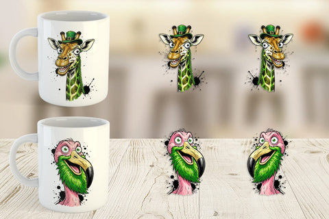 Mug Wrap St Paddys Zany Zoo Animals Sublimation artnoy 