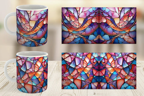 Mug Wrap Stained Glass Mosaic Sublimation artnoy 