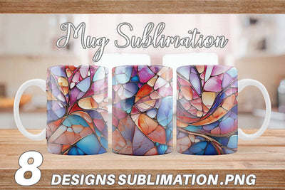 Mug Wrap Stained Glass Mosaic Sublimation artnoy 