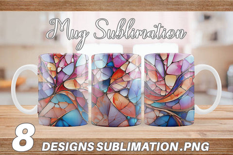 Mug Wrap Stained Glass Mosaic Sublimation artnoy 