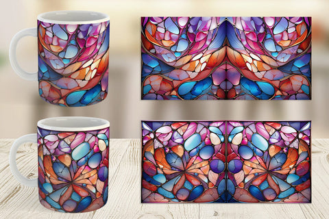 Mug Wrap Stained Glass Mosaic Sublimation artnoy 