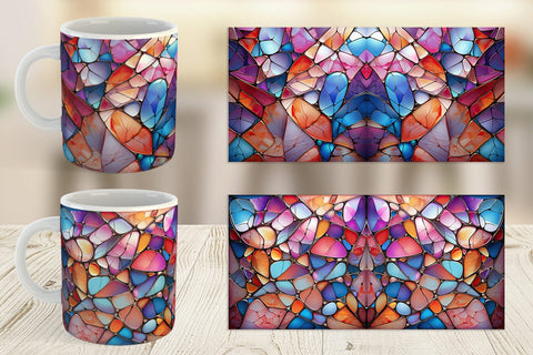 Mug Wrap Stained Glass Mosaic Sublimation artnoy 