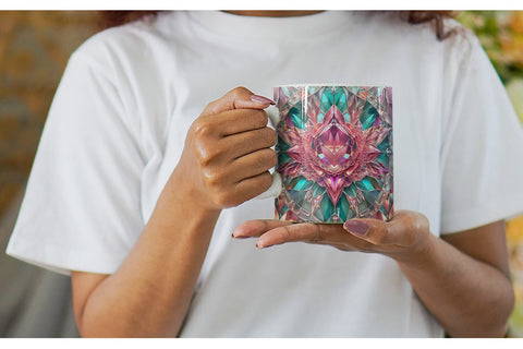Mug Wrap Stained Glass Rose Flower Sublimation artnoy 