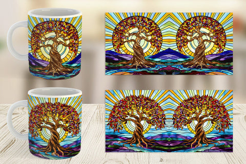 Mug Wrap Stained Glass Tree Sublimation artnoy 
