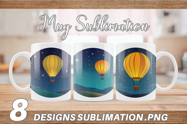 Mug Wrap Starry Hot Air Balloon Sublimation artnoy 
