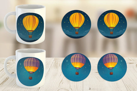 Mug Wrap Starry Hot Air Balloon Sublimation artnoy 