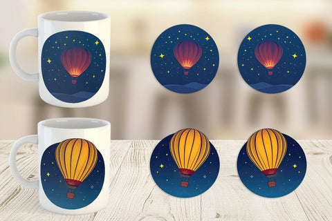Mug Wrap Starry Hot Air Balloon Sublimation artnoy 