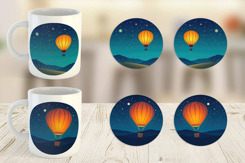 Mug Wrap Starry Hot Air Balloon Sublimation artnoy 