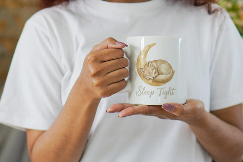 Mug Wrap Starry Night Sleepy Woodland Animals Sublimation artnoy 