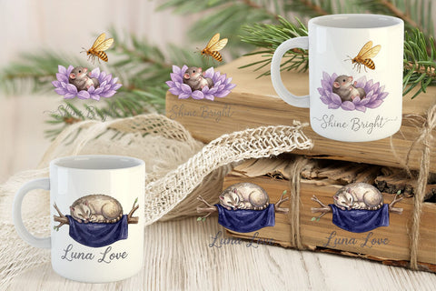 Mug Wrap Starry Night Sleepy Woodland Animals Sublimation artnoy 