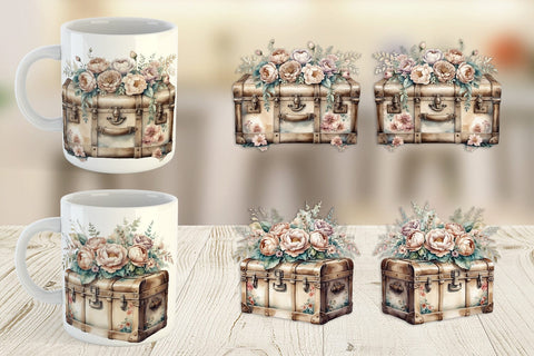 Mug Wrap Steamer Trunk Sublimation artnoy 