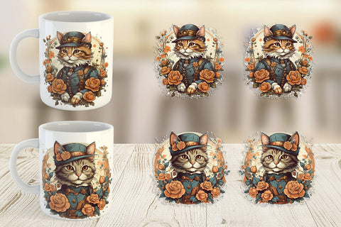 Mug Wrap Steampunk Cat Sublimation artnoy 