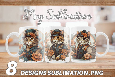 Mug Wrap Steampunk Cat Sublimation artnoy 