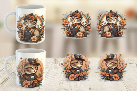 Mug Wrap Steampunk Cat Sublimation artnoy 