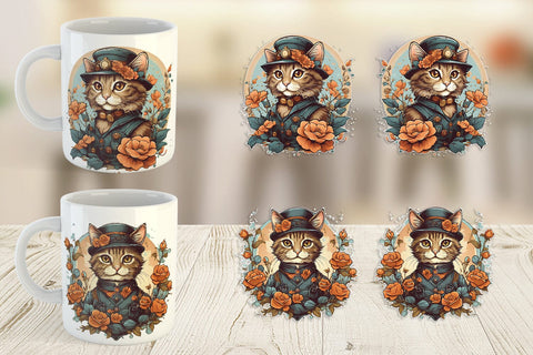Mug Wrap Steampunk Cat Sublimation artnoy 