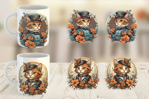 Mug Wrap Steampunk Cat Sublimation artnoy 