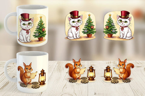 Mug Wrap Steampunk Christmas Animals Sublimation artnoy 