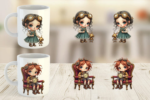 Mug Wrap Steampunk Dolls Sublimation artnoy 
