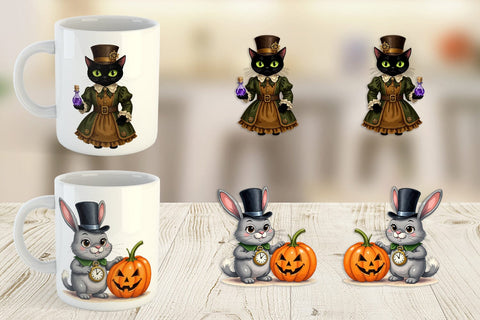 Mug Wrap Steampunk Halloween Animals Sublimation artnoy 