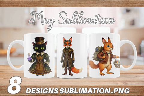 Mug Wrap Steampunk Halloween Animals Sublimation artnoy 