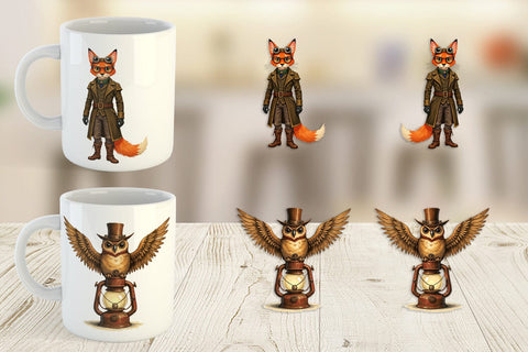 Mug Wrap Steampunk Halloween Animals Sublimation artnoy 
