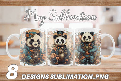 Mug Wrap Steampunk Panda Sublimation artnoy 