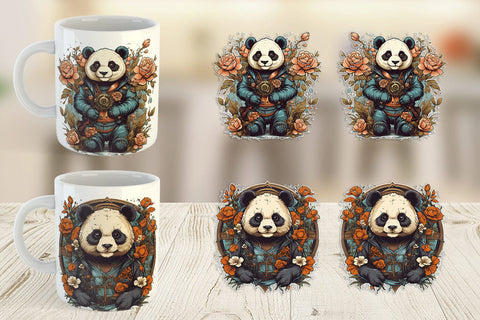 Mug Wrap Steampunk Panda Sublimation artnoy 