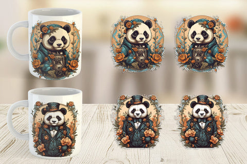 Mug Wrap Steampunk Panda Sublimation artnoy 
