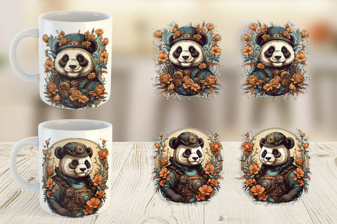 Mug Wrap Steampunk Panda Sublimation artnoy 