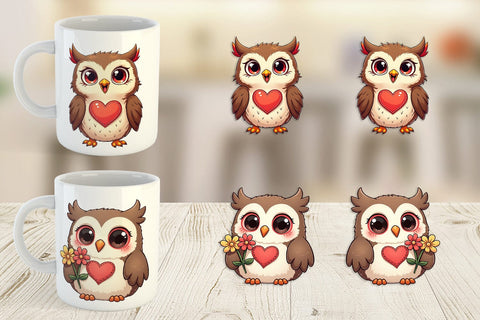 Mug Wrap Stitched Owl Poses Sublimation artnoy 