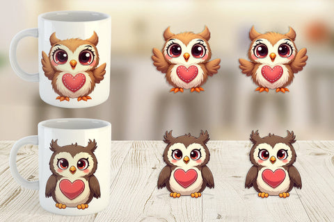 Mug Wrap Stitched Owl Poses Sublimation artnoy 