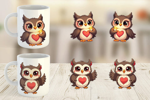 Mug Wrap Stitched Owl Poses Sublimation artnoy 