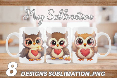 Mug Wrap Stitched Owl Poses Sublimation artnoy 