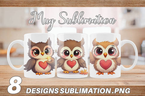 Mug Wrap Stitched Owl Poses Sublimation artnoy 